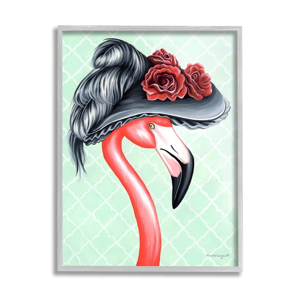 6162 Classy Flamingo Vintage Black Floral Hat Green Pattern, Design by